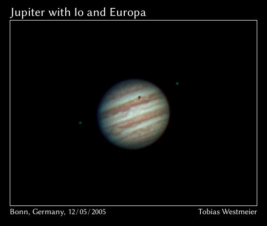Planet Jupiter with Io and Europa