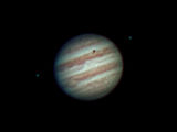 Planet Jupiter with Io and Europa