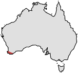 Range of Paracaleana corynephora